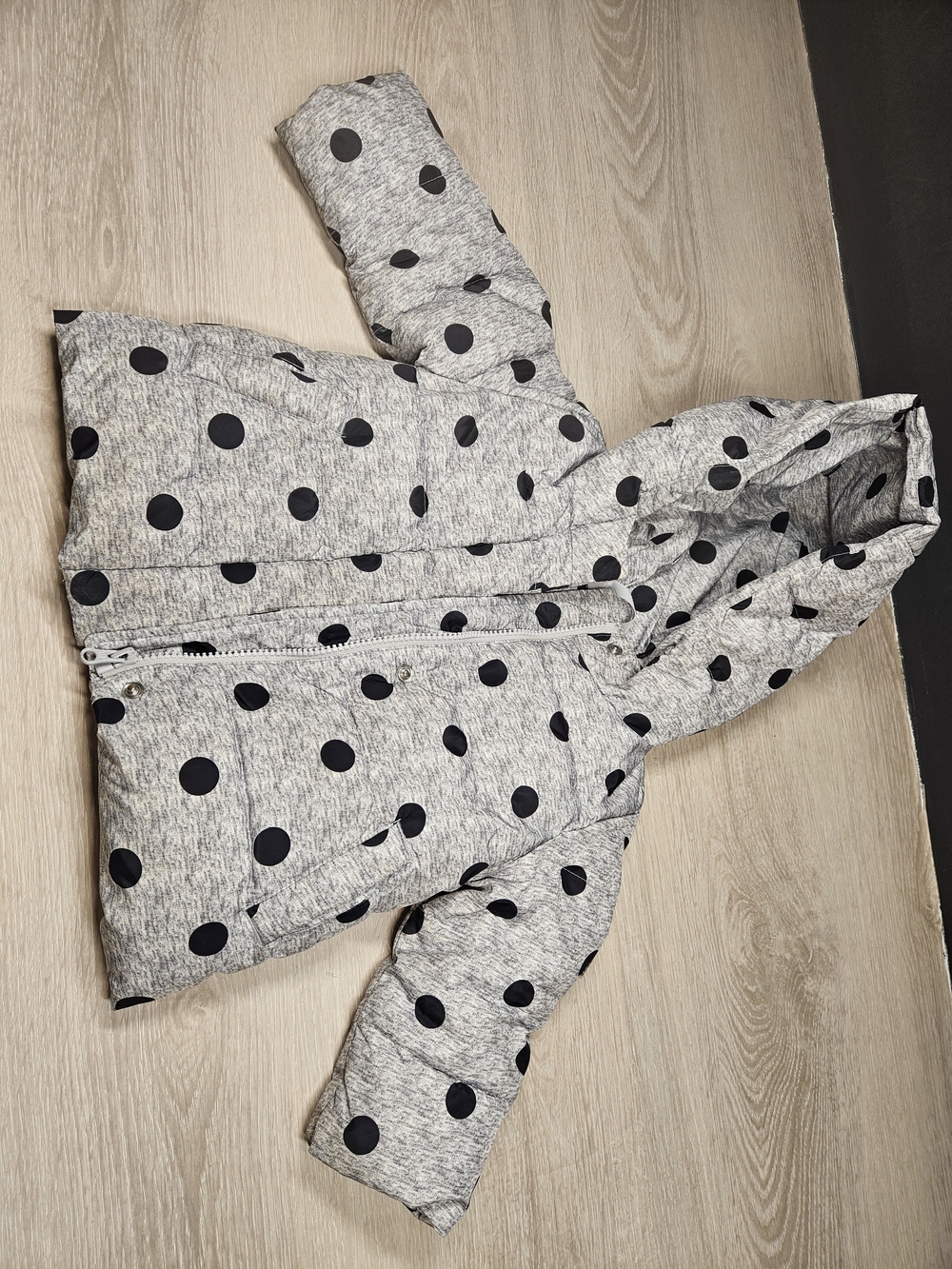 18-24m Baby GAP Grey Hooded Polka Dot Winter Puffer Jacket